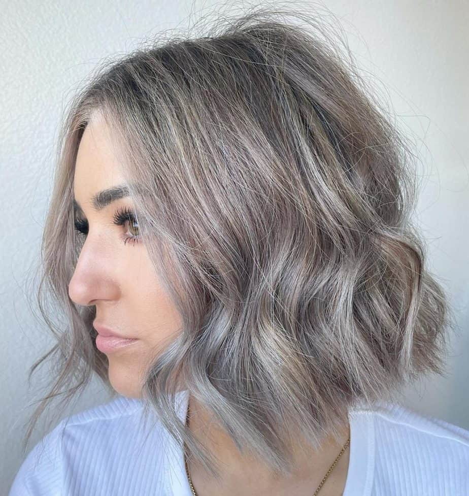 Grey Silver Balayage Short Hair