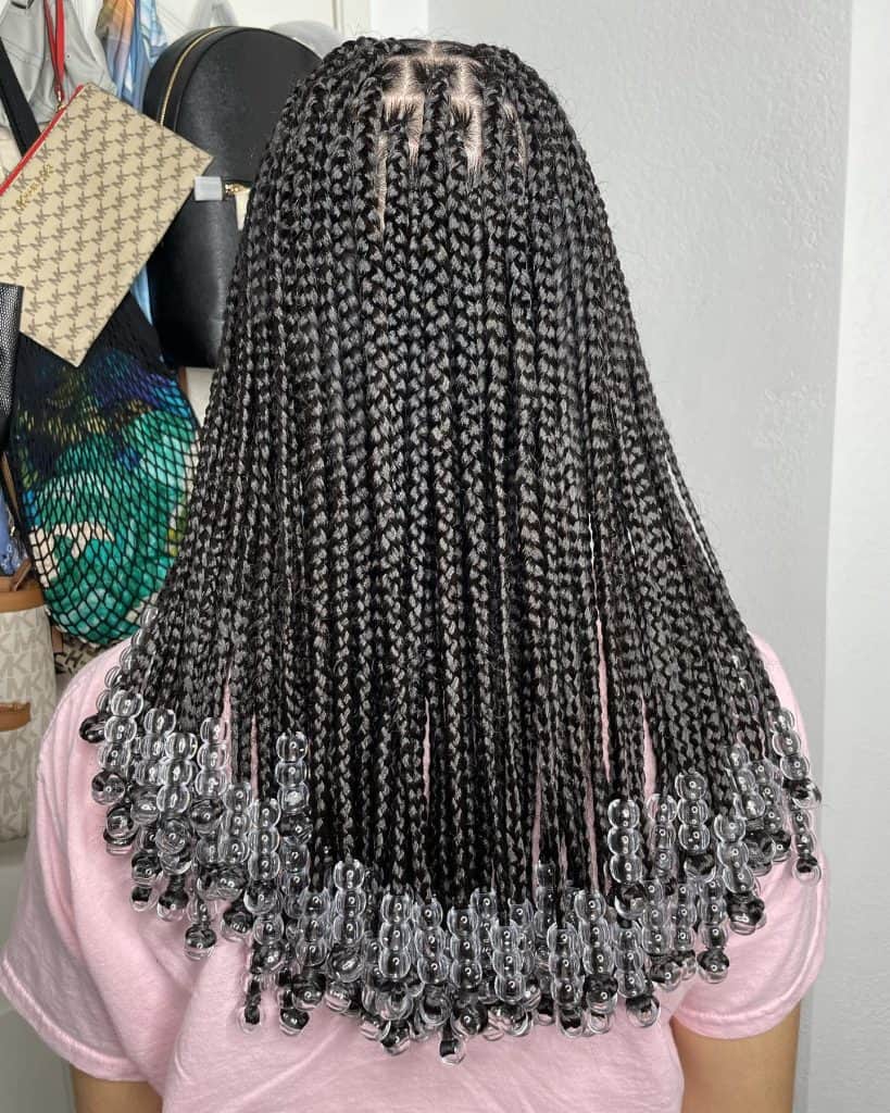 Small Knotless Braids with Beads 