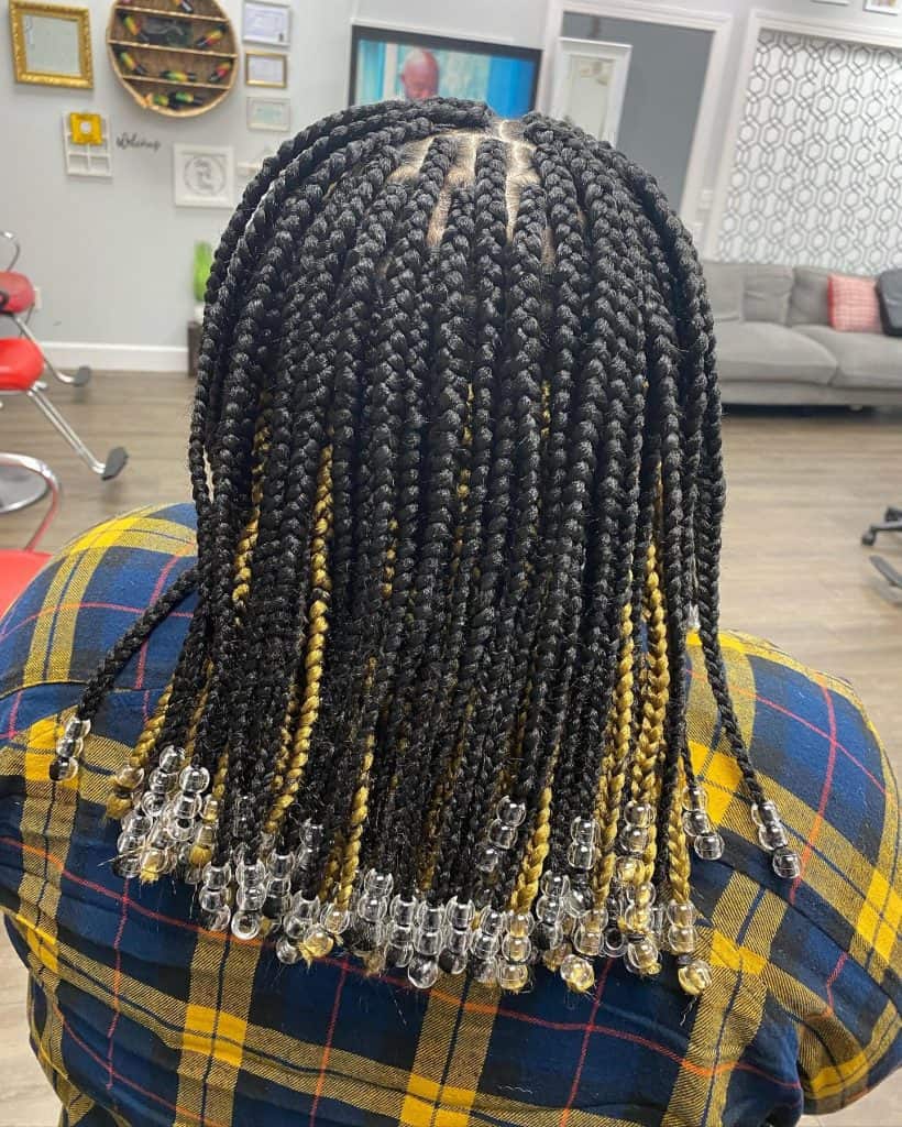 Box Braids with Clear Beads