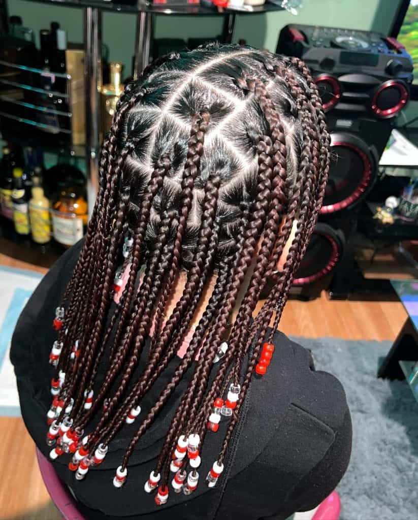 Natural Box Braids with Beads