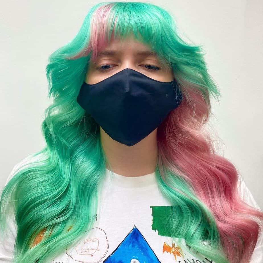 Mint Green and Rosy Pink Long Curls